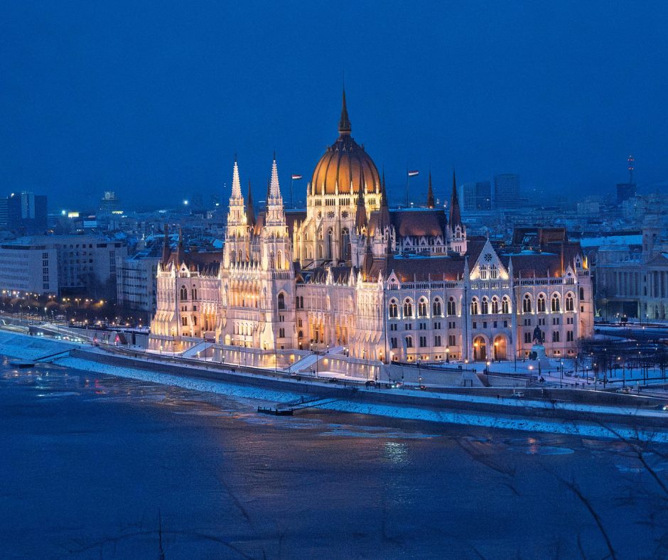 Buapest city lights at night