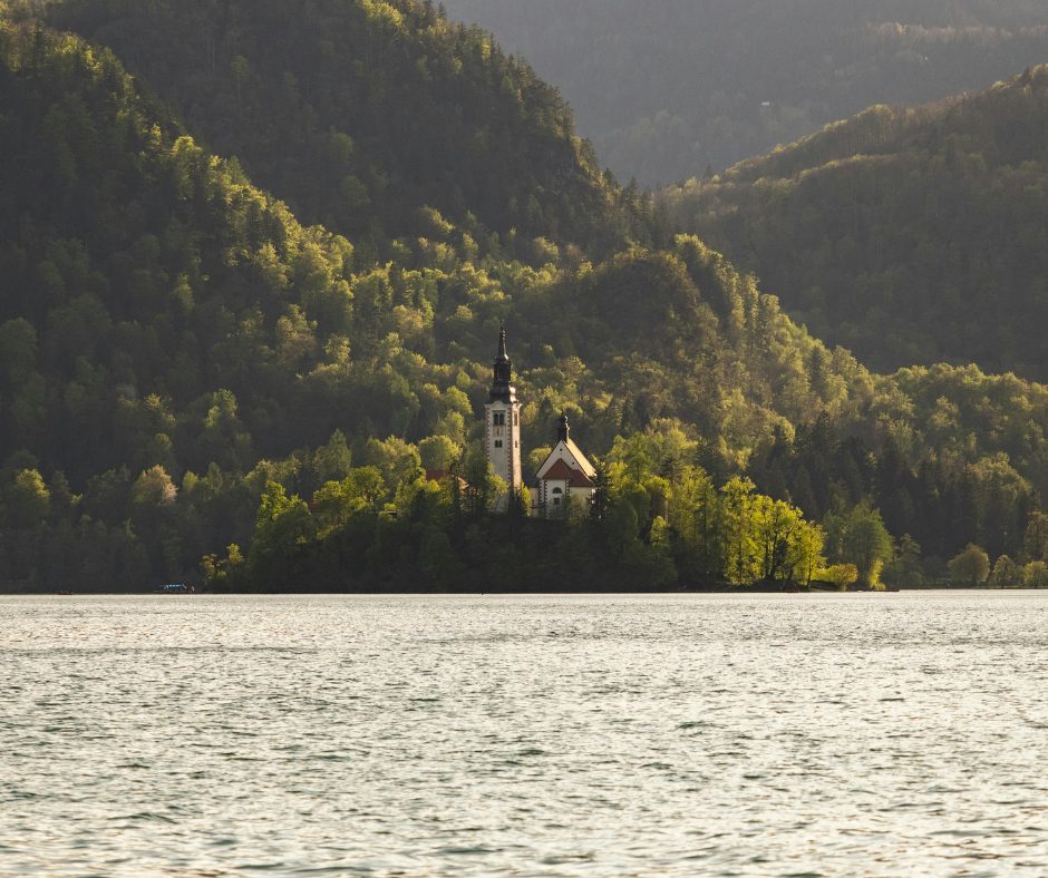 The island is home to a church which can be visited on a slovenia rail holiday