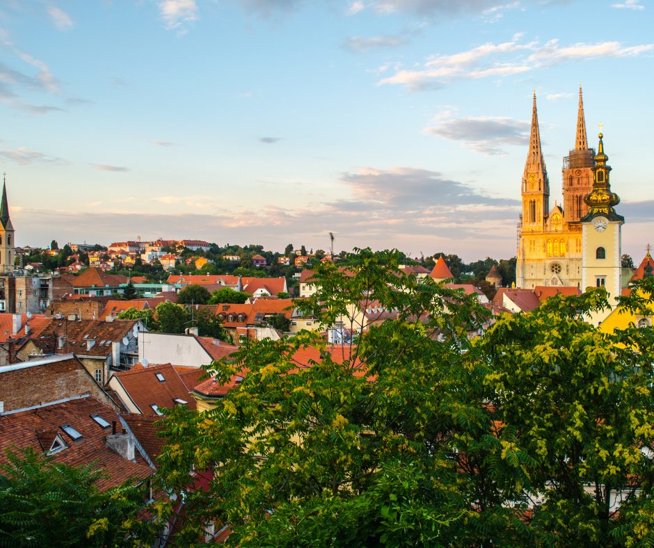 Croatia's varied landscapes cover the horizon, from lush forestry and terracotta-roofed houses, to proud palace steeples.