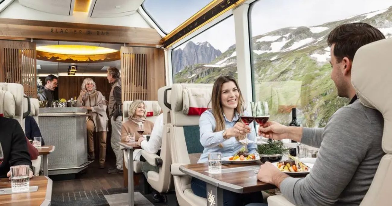 Bernina Express is kitted out with panoramic windows and ceilings