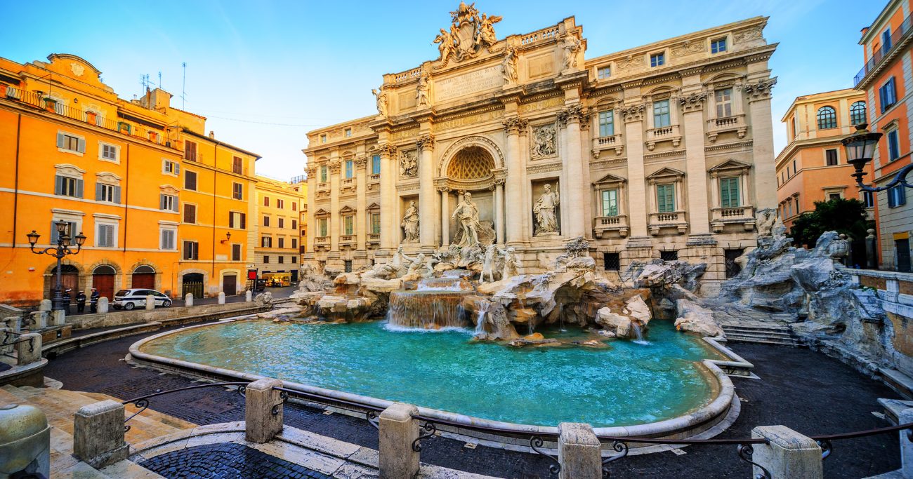 The Trevi Fountain, Rome, is a popular spot for those on a rail holiday from London
