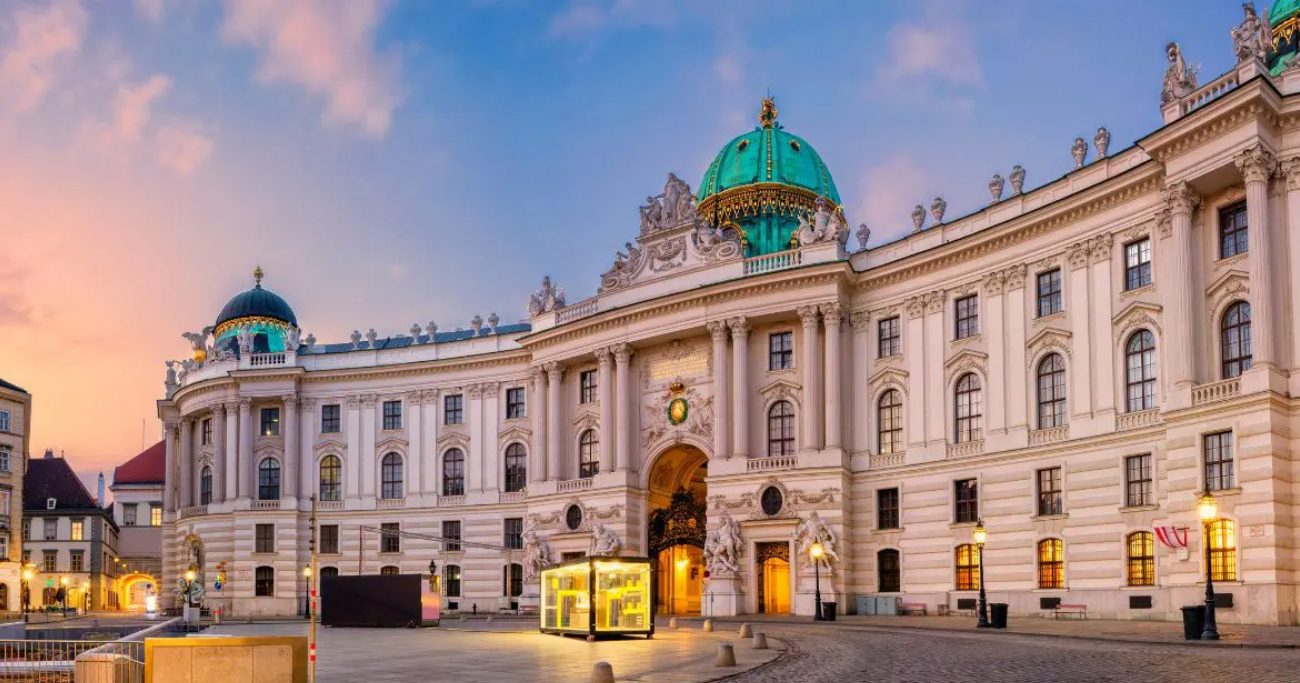 Schönbrunn Palace in Vienna in the evening light