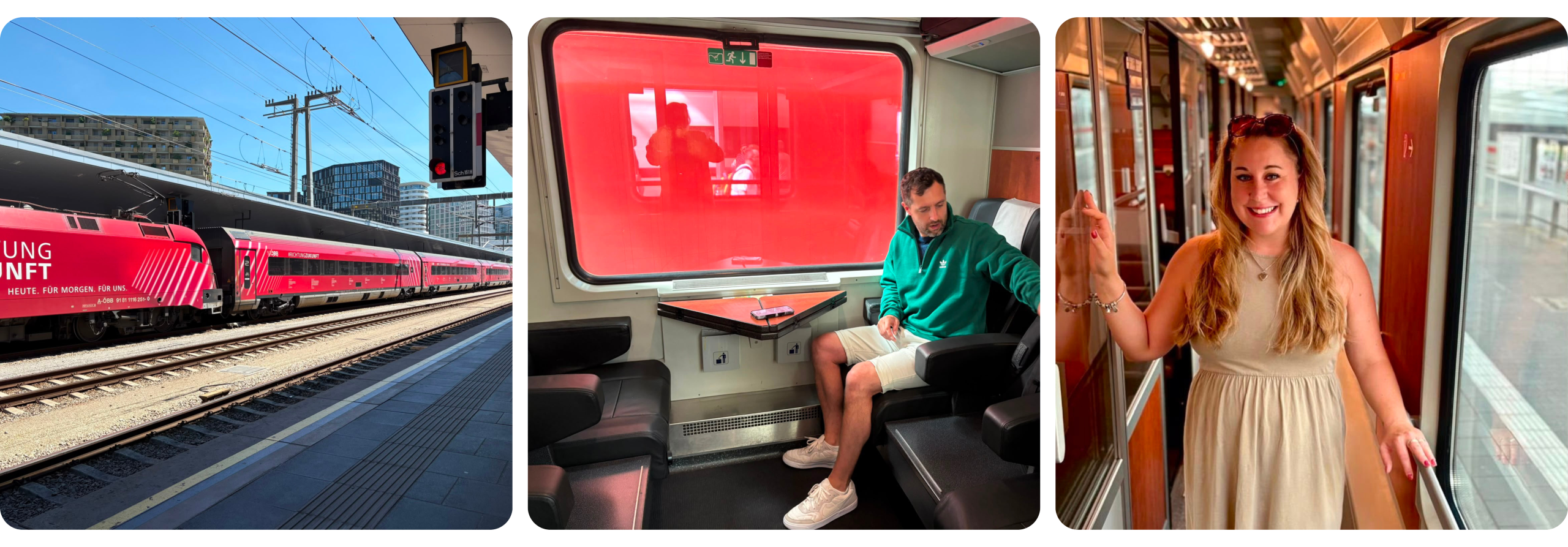 Train travel through vibrant landscapes.